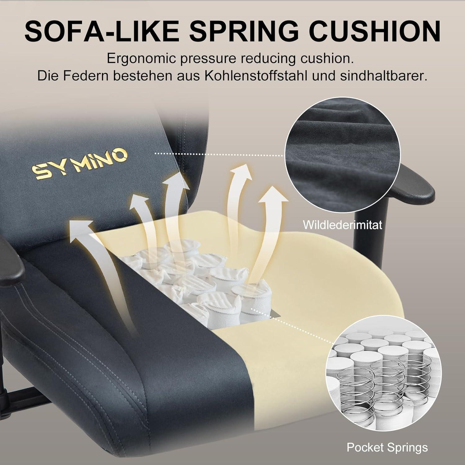 Symino Gaming Stuhl Racing Sessel Bürostuhl Wildlederimitat