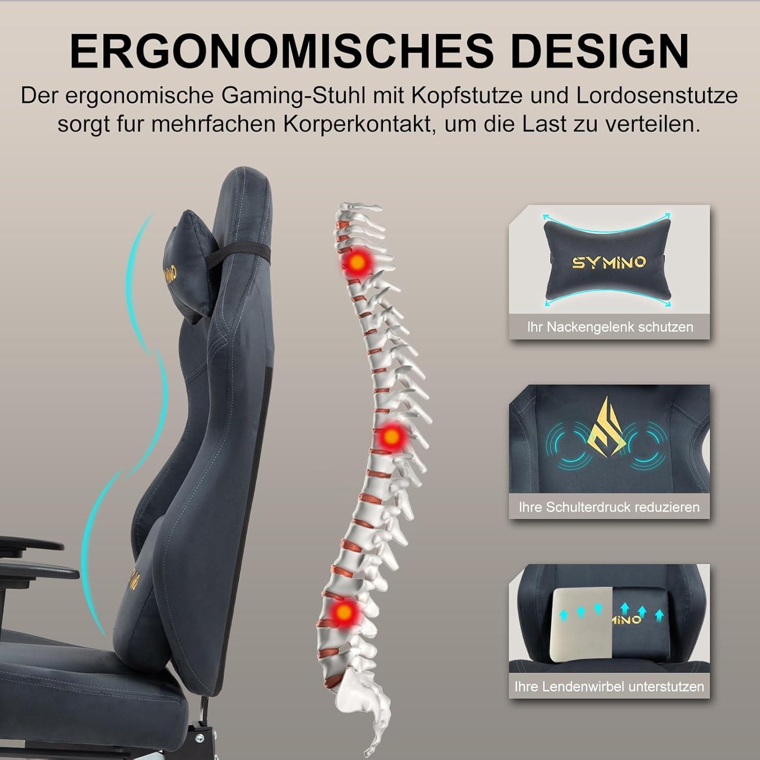 Symino Gaming Stuhl Racing Sessel Bürostuhl Wildlederimitat