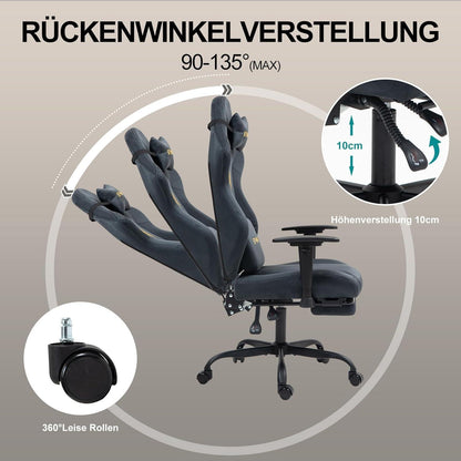 Symino Gaming Stuhl Racing Chair Wildlederimitat PC Bürostuhl - Verstellbar Drehbar Fußstütze