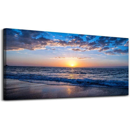 Leinwandbild Sonnenuntergang Strand Meer Landschaft Modern