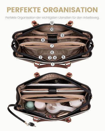 Große Laptoptasche Damen 17 Zoll Leicht Elegant Arbeitstasche