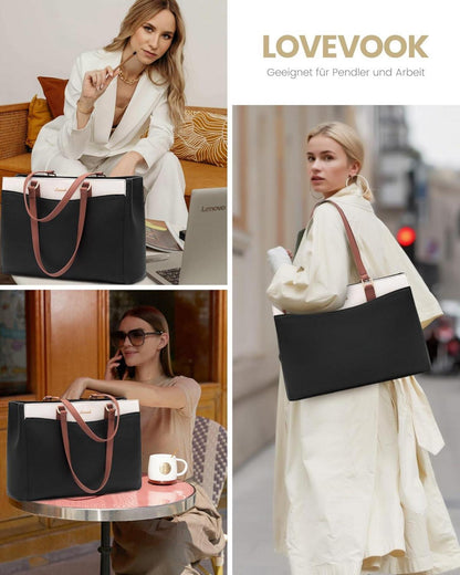 Große Laptoptasche Damen 17 Zoll PU-Leder Aktentasche Business Shopper