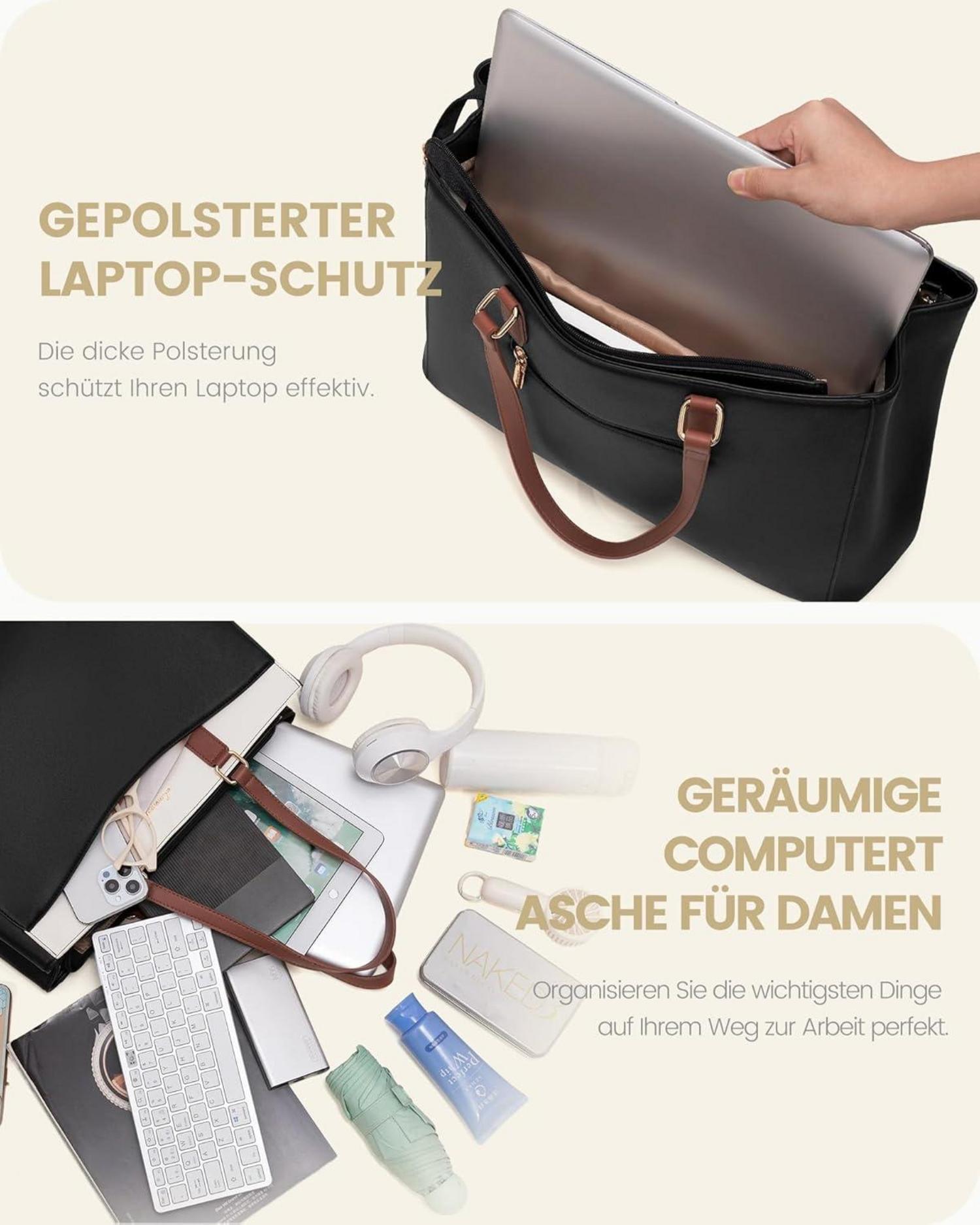 Laptoptasche Damen 15,6 Zoll Handtasche Groß Elegant Business Shopper Tasche
