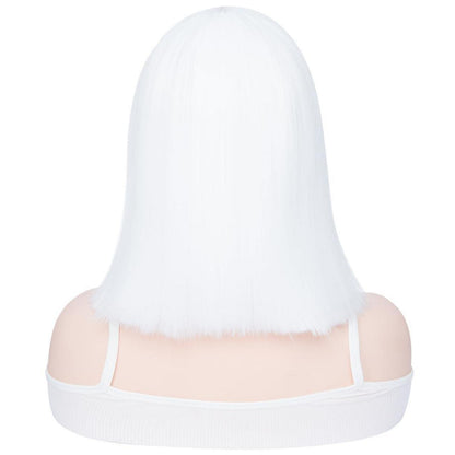 Weißer Bob mit Pony – Synthetische Perücke 30cm für Cosplay & Alltag