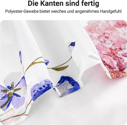Duschvorhang 180x200cm Rosa Blume Antischimmel Textilmit Saum & 12 Ringe