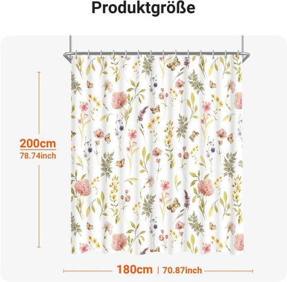 Duschvorhang 180x200cm Rosa Blume, Wasserabweisend, Antischimmel