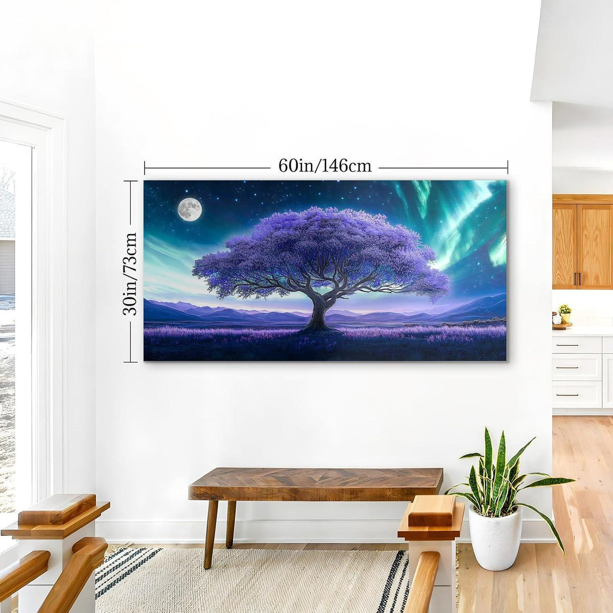 Lila Baum des Lebens Wandbild XXL – Abstraktes Leinwandbild