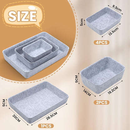 Filz Schubladen Organizer Set 7-teilig, Schubladen Ordnungssystem