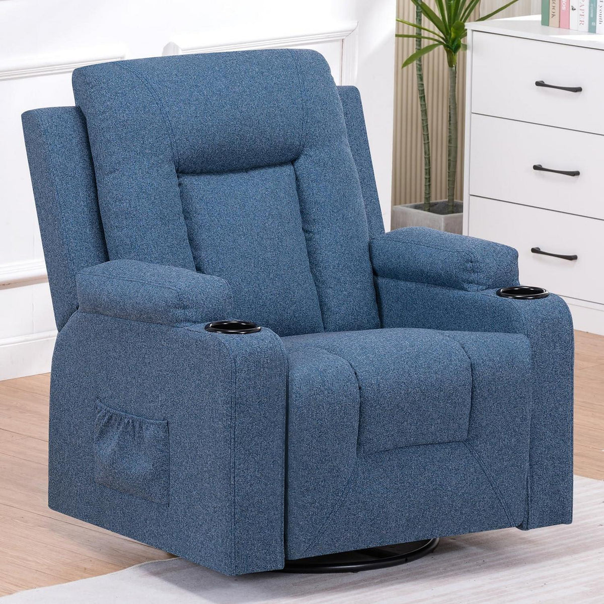 Relaxsessel Stoff Blau mit Verstellbarer Liegefunktion