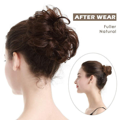 Echtes Haar Dutt Grau Gemischt Messy Bun Haarteil für Frauen