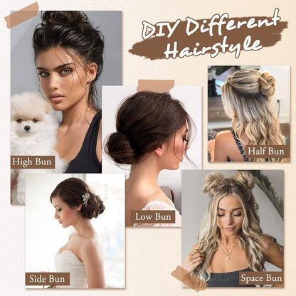 Echtes Haar Dutt Grau Gemischt Messy Bun Haarteil für Frauen