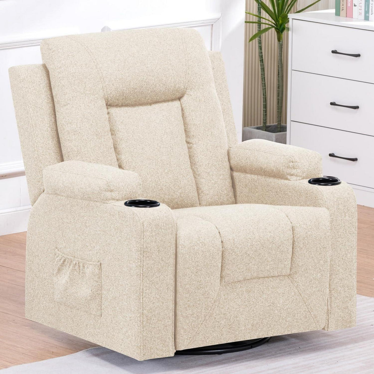 Relaxsessel mit Verstellbarer Rückenlehne & Fußstütze, Beige