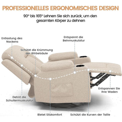 Relaxsessel mit Verstellbarer Rückenlehne & Fußstütze, Beige