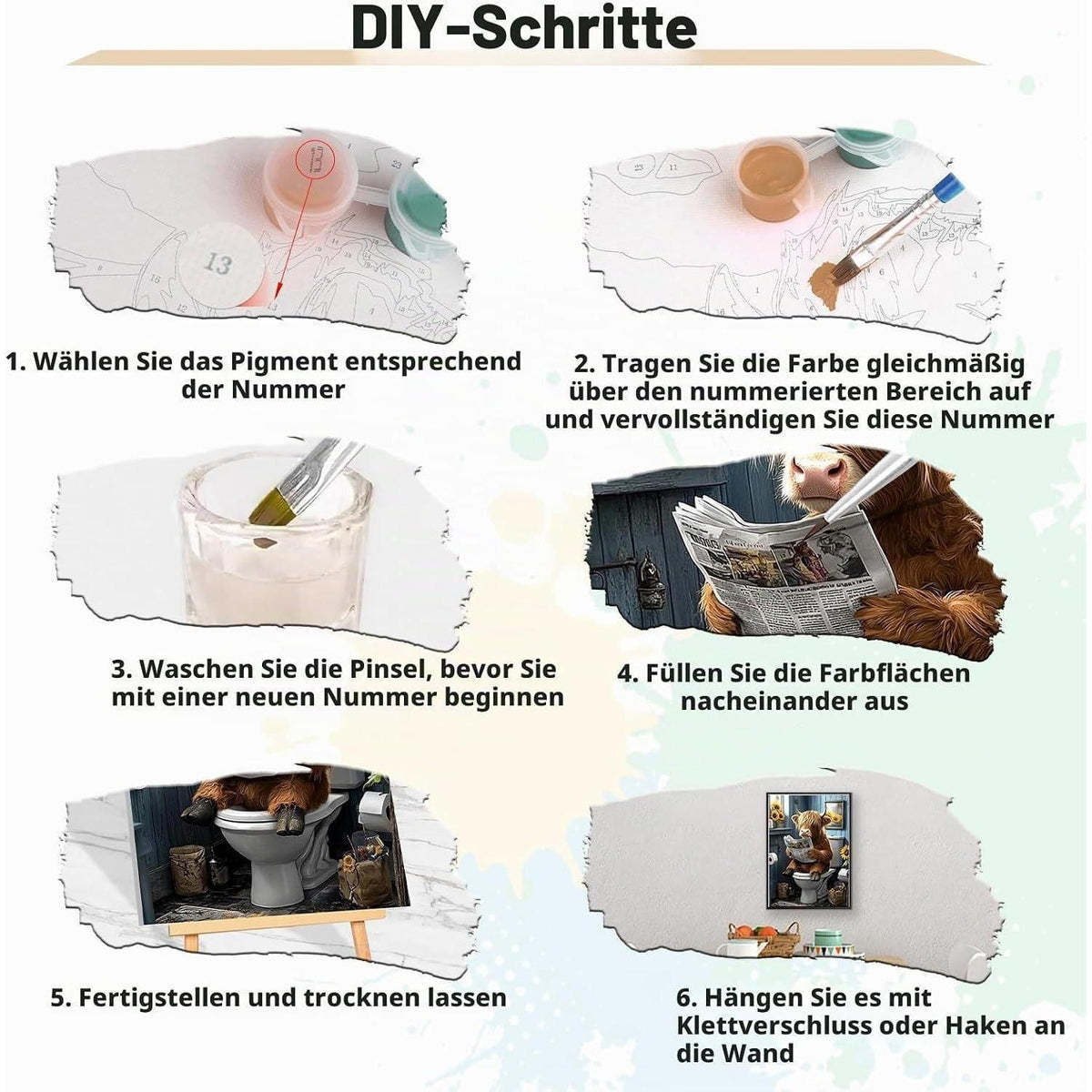 Malen nach Zahlen Kühe 30x40cm mit Rahmen – DIY Ölgemälde Set