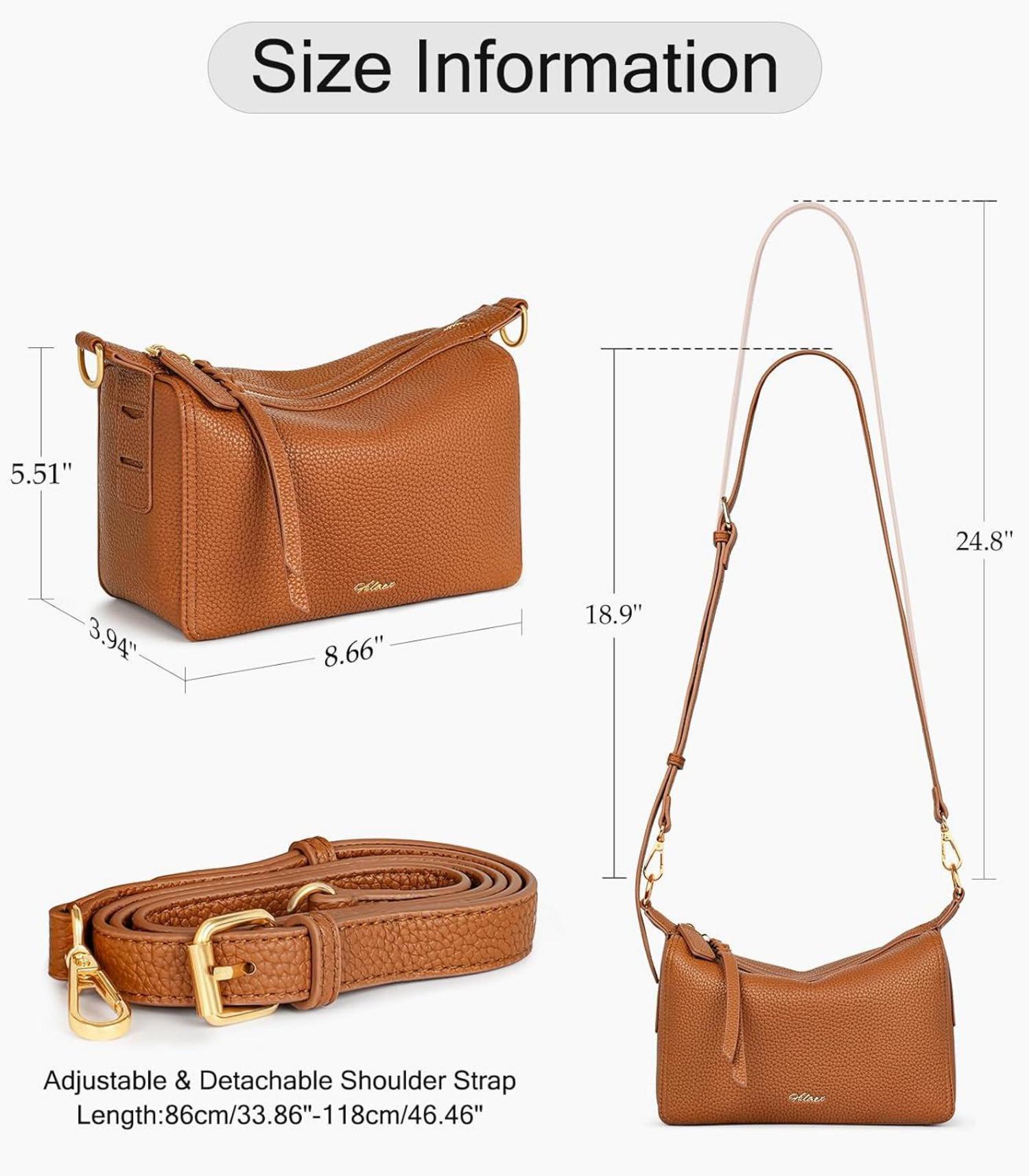 Damen Umhängetasche Leder Crossbody Schultertasche Abnehmbarer
