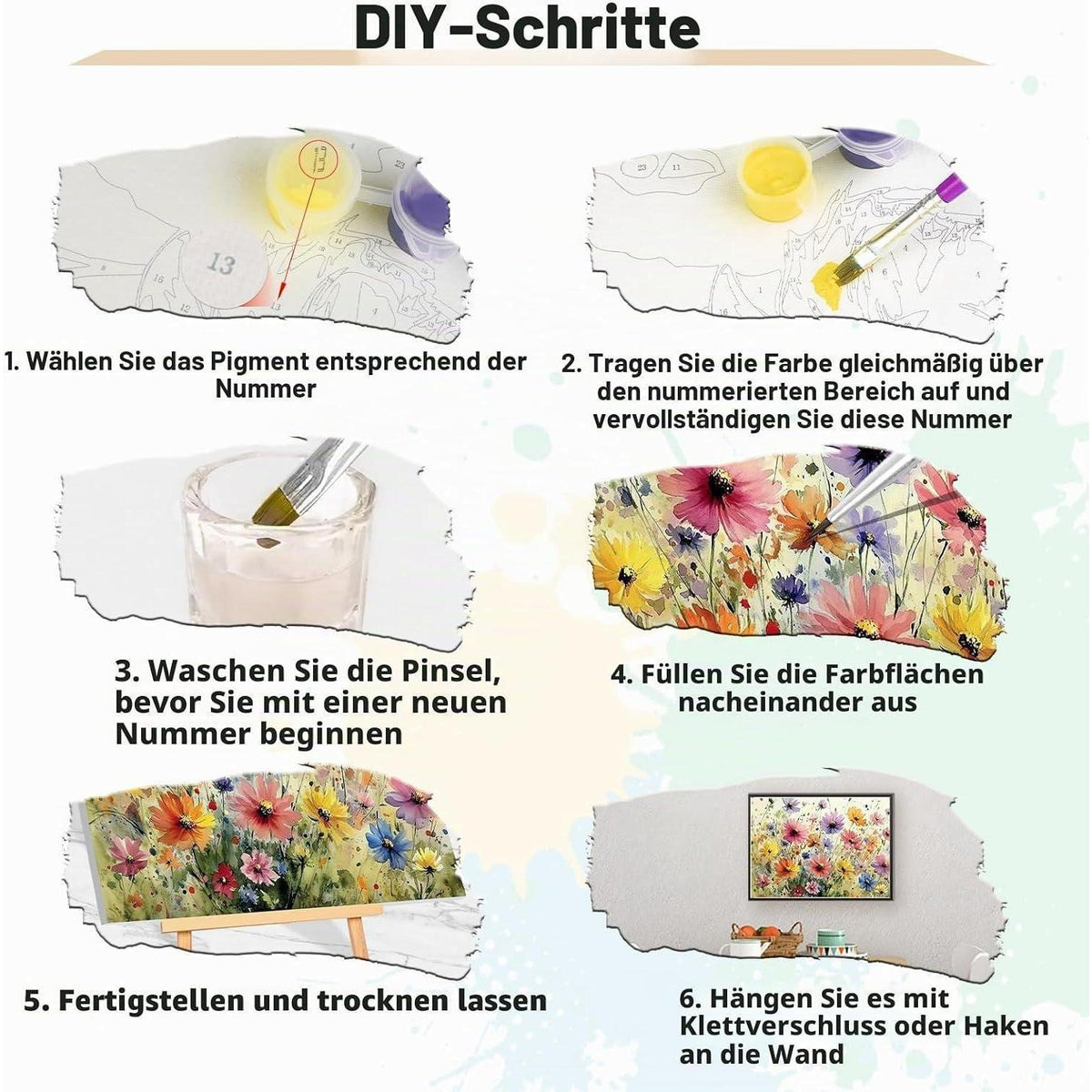 Malen nach Zahlen Erwachsene Blume mit Rahmen 40x30cm