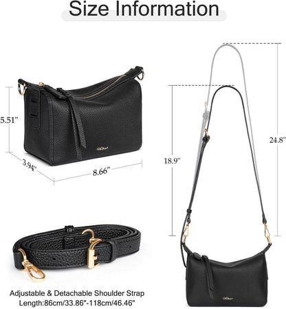 Damen Umhängetasche Leder Crossbody Schultertasche mit Verstellbar