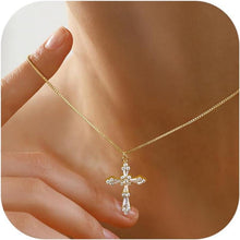 Kreuz Kette Damen 14K Gold Vergoldet Silber Modeschmuck Geschenke