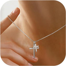 Kreuz Kette für Damen, 14K Gold Halskette Silber/Gold Modeschmuck
