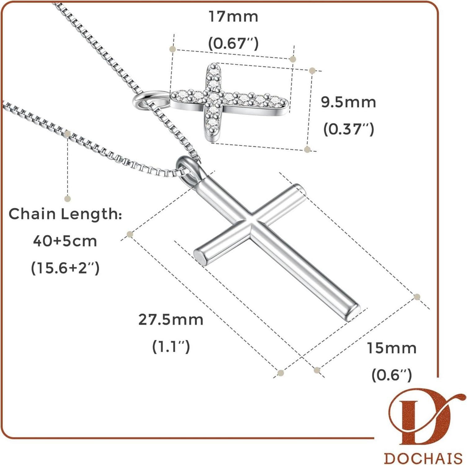 Kreuz Kette für Damen, 14K Gold Halskette Silber/Gold Modeschmuck