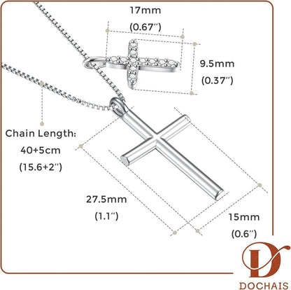 Kreuz Kette für Damen, 14K Gold Halskette Silber/Gold Modeschmuck