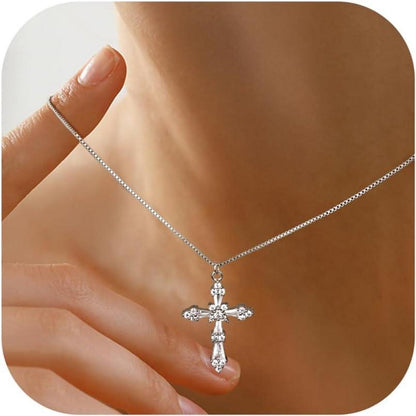 Kreuz Kette Damen 14K Gold Vergoldet Silber/Gold Modeschmuck Geschenk