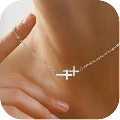Dochais 14K Gold Vergoldet Kreuz Kette Damen Silber Goldkette
