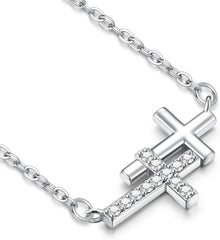 Dochais 14K Gold Vergoldet Kreuz Kette für Damen in Silber