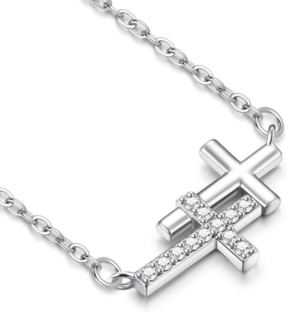 Dochais 14K Gold Vergoldet Kreuz Kette für Damen in Silber