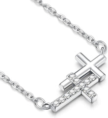 Dochais 14K Gold Vergoldet Kreuz Kette für Damen in Silber