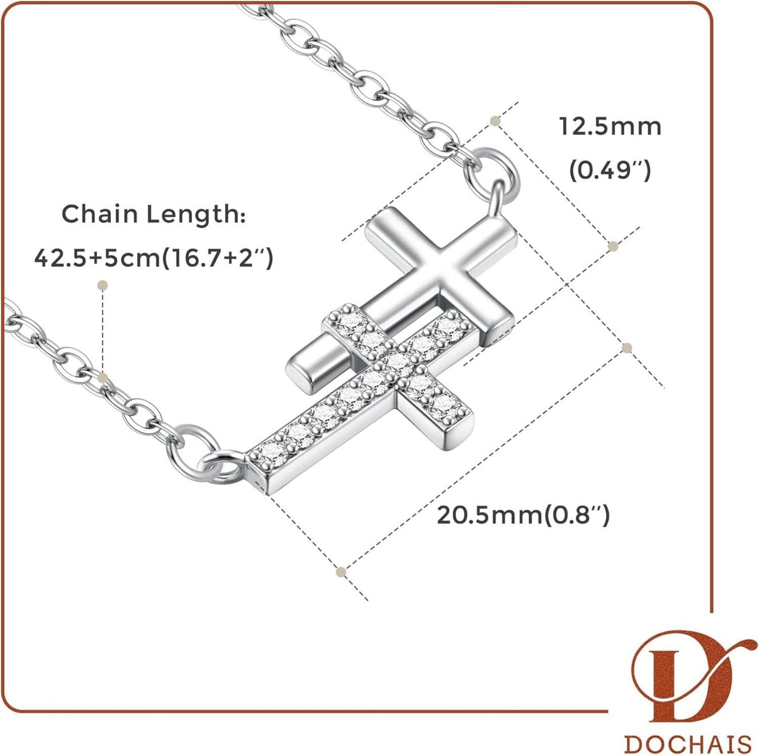 Dochais 14K Gold Vergoldet Kreuz Kette Damen Silber Goldkette
