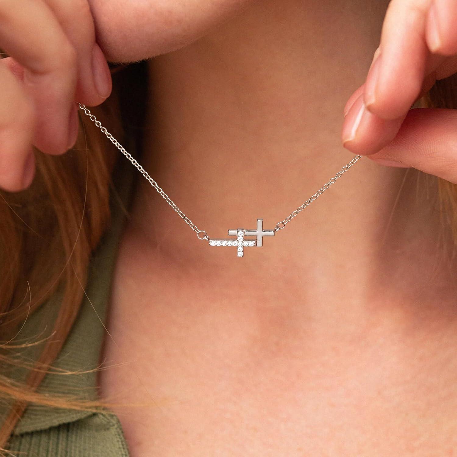 Kreuz Kette Damen 14K Gold Vergoldet Silber Modeschmuck