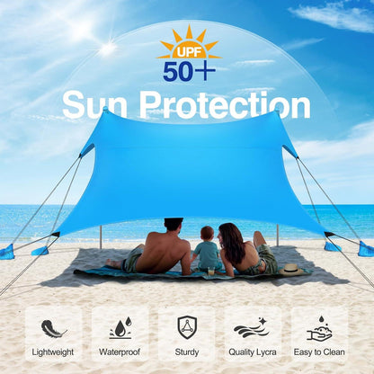 Strandmuschel UPF50+ Sonnenschutz Strandzelt Sandschaufeln Stangen