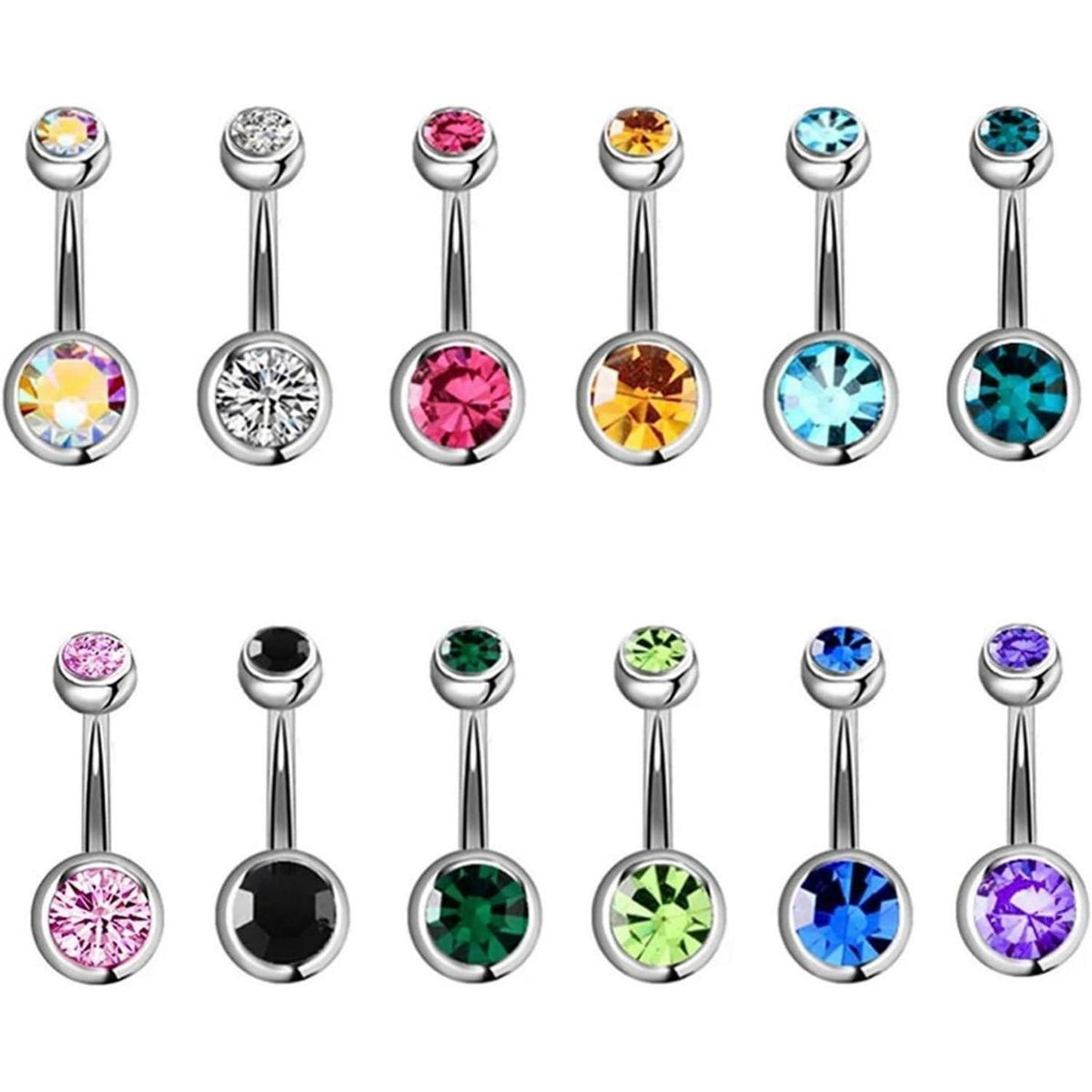 Bauchnabelpiercing 14G Edelstahl Hypoallergen 12 Stück Set