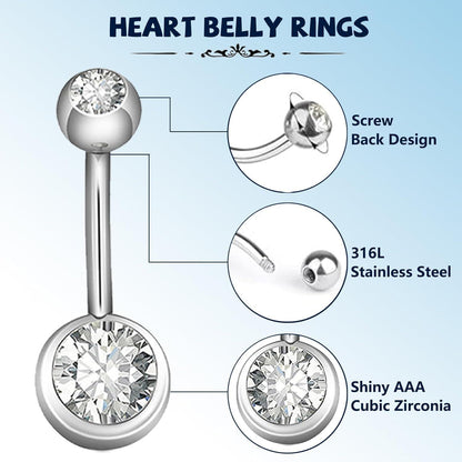 Bauchnabelpiercing 14G Edelstahl Hypoallergen 12 Stück Set