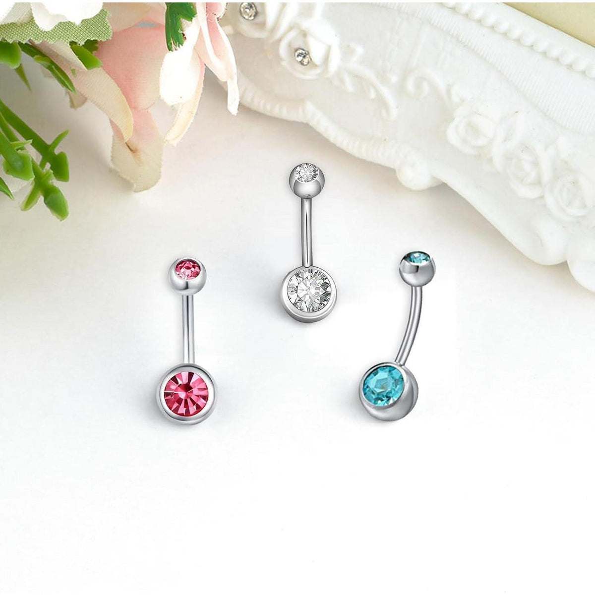 Bauchnabelpiercing 14G Edelstahl Hypoallergen 12 Stück Set