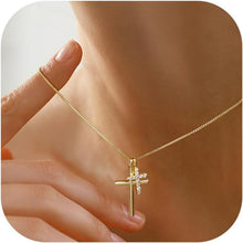 Kreuz Kette Damen 14K Gold Vergoldet Silber Modeschmuck Geschenke