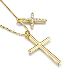 Dochais Kreuz Kette Damen 14K Gold Silber Modeschmuck