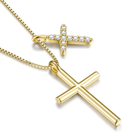 Dochais Kreuz Kette Damen 14K Gold Silber Modeschmuck