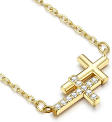 Dochais Kreuz Kette Damen 14K Gold Vergoldet Halskette