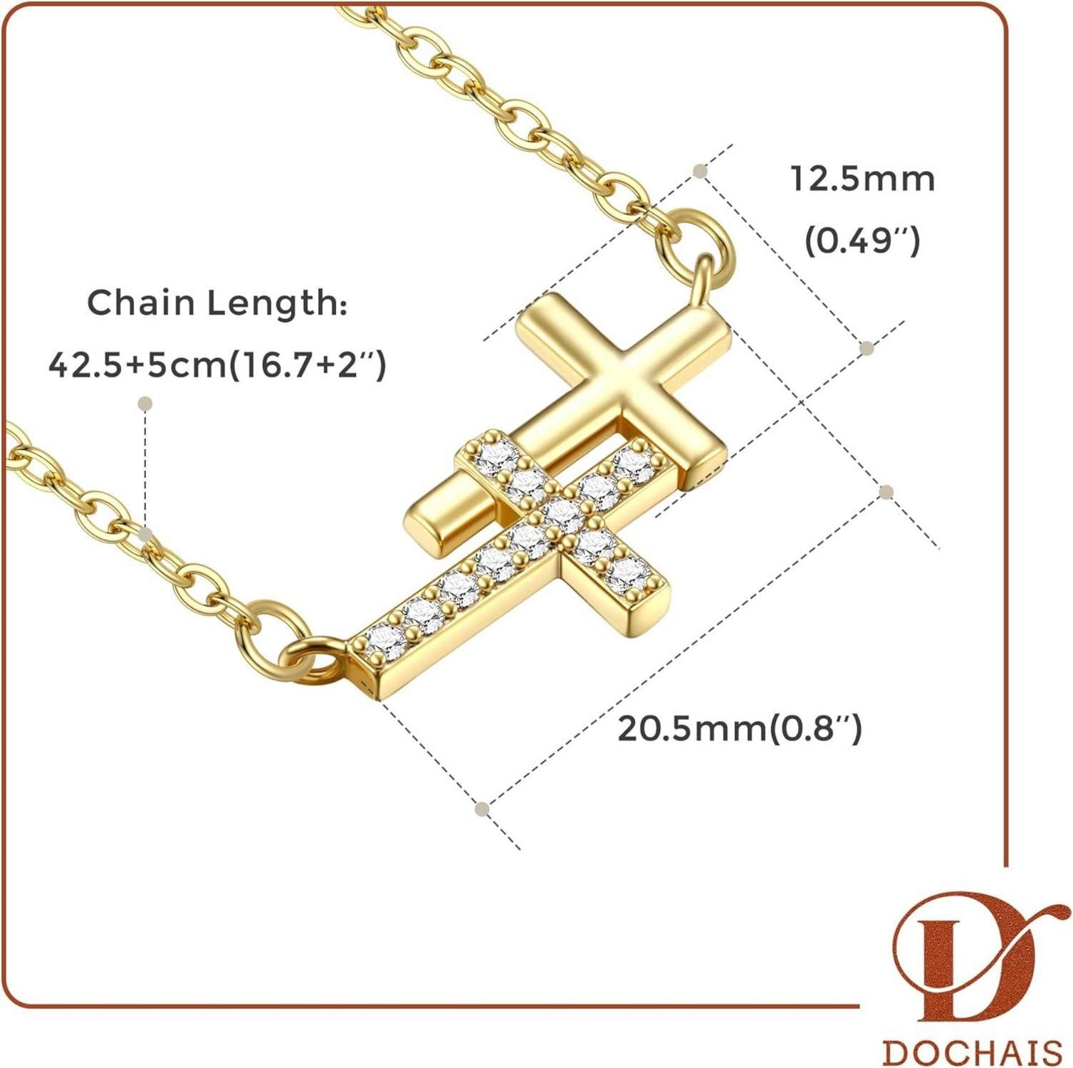 Kreuz Kette Damen 14K Gold Vergoldet Silber Modeschmuck Geschenk