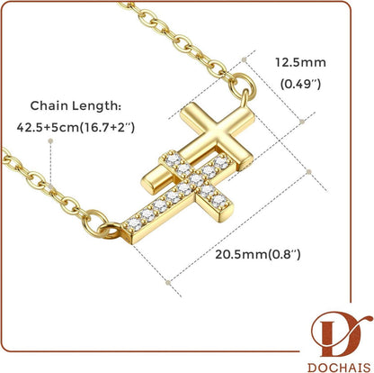 Kreuz Kette Damen 14K Gold Vergoldet Silber Modeschmuck Geschenk