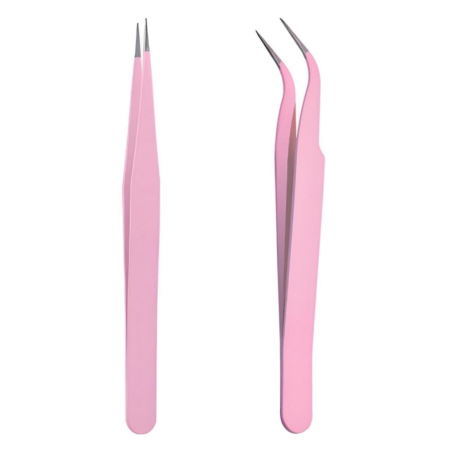 Pinzettenset für Augenbrauen und Gesichtshaare, Edelstahl, 2er-Set