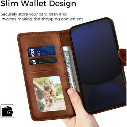 Samsung Galaxy S24 FE Klapphülle Dunkelorange mit Kartenfach & Standfunktion
