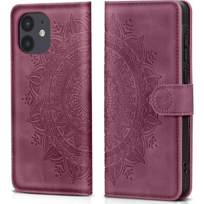 iPhone 11 Hülle Flip Wallet mit Kartenfach & Ständer Weinrot in Lederoptik