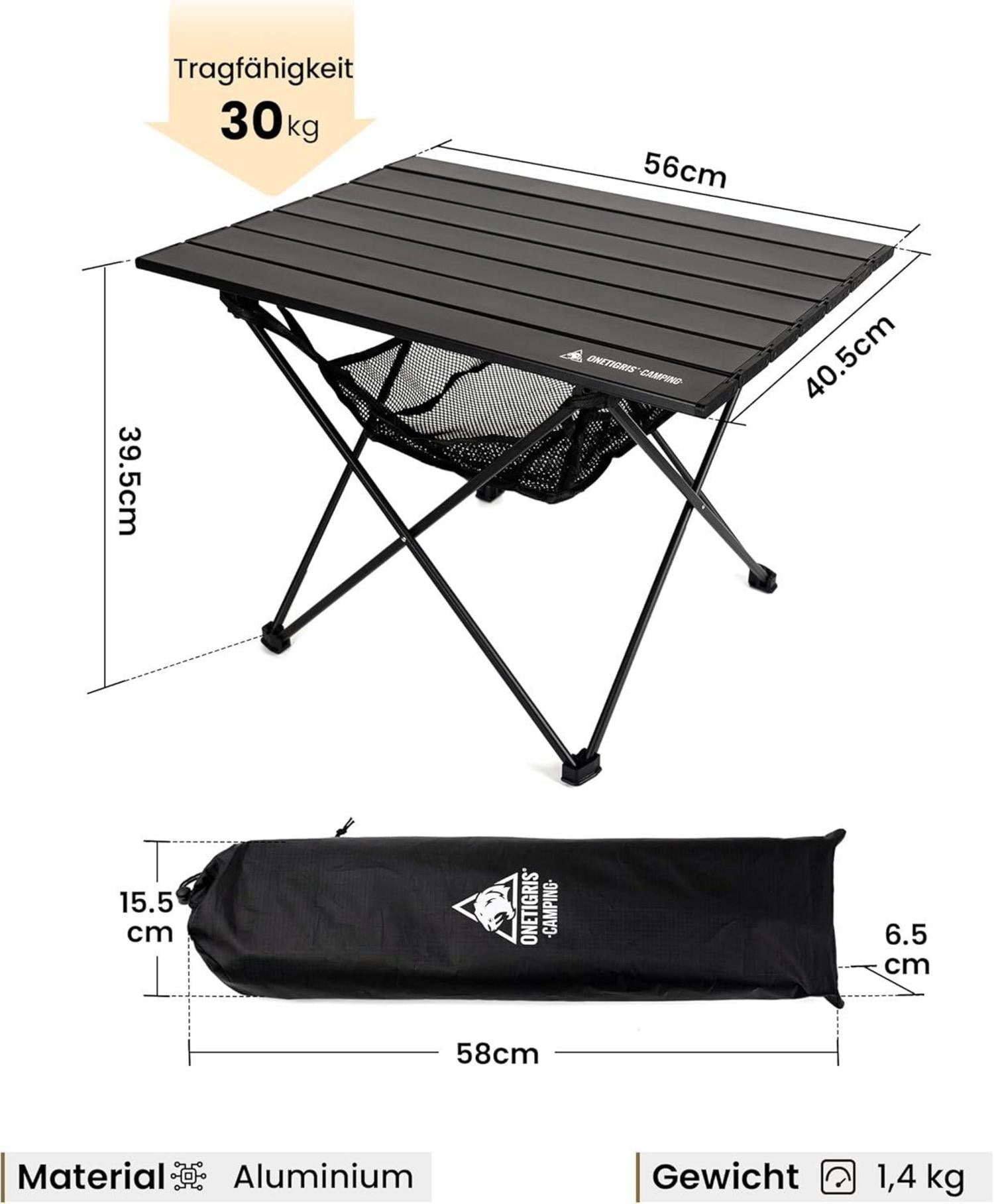 Campingtisch Alu faltbar Ultraleicht Tragfähigkeit 30 kg