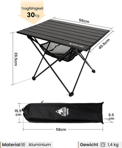 Campingtisch Alu faltbar Ultraleicht Tragfähigkeit 30 kg