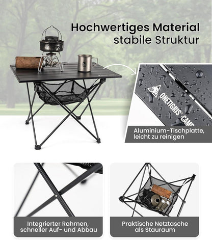 OneTigris Campingtisch Alu faltbar Ultraleicht tragbar 30kg 56x40,5x39,5cm