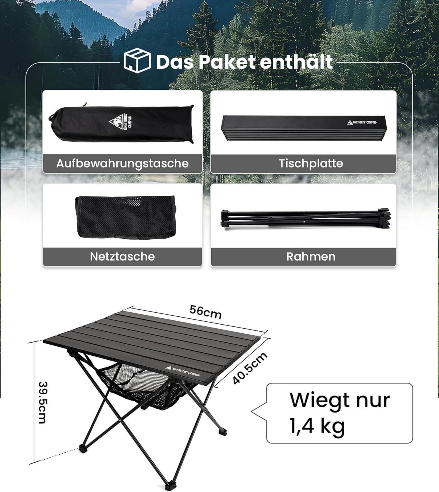 OneTigris SWIFLY Alu Campingtisch faltbar ultraleicht tragbar, 30 kg