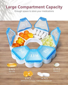 Runde herzförmige Pillenbox mit 7 großen Fächern